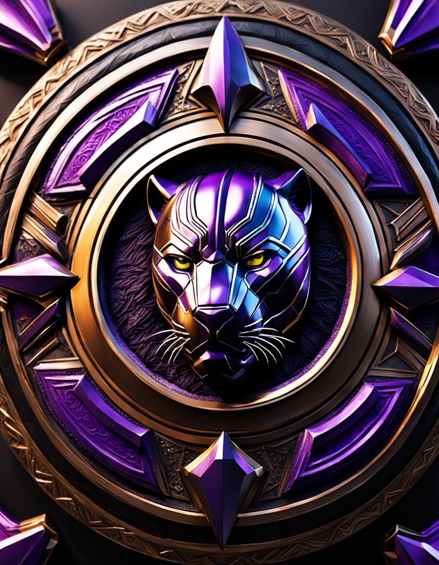 Black Panther Crest on Zulu Shield in Metal Fabric