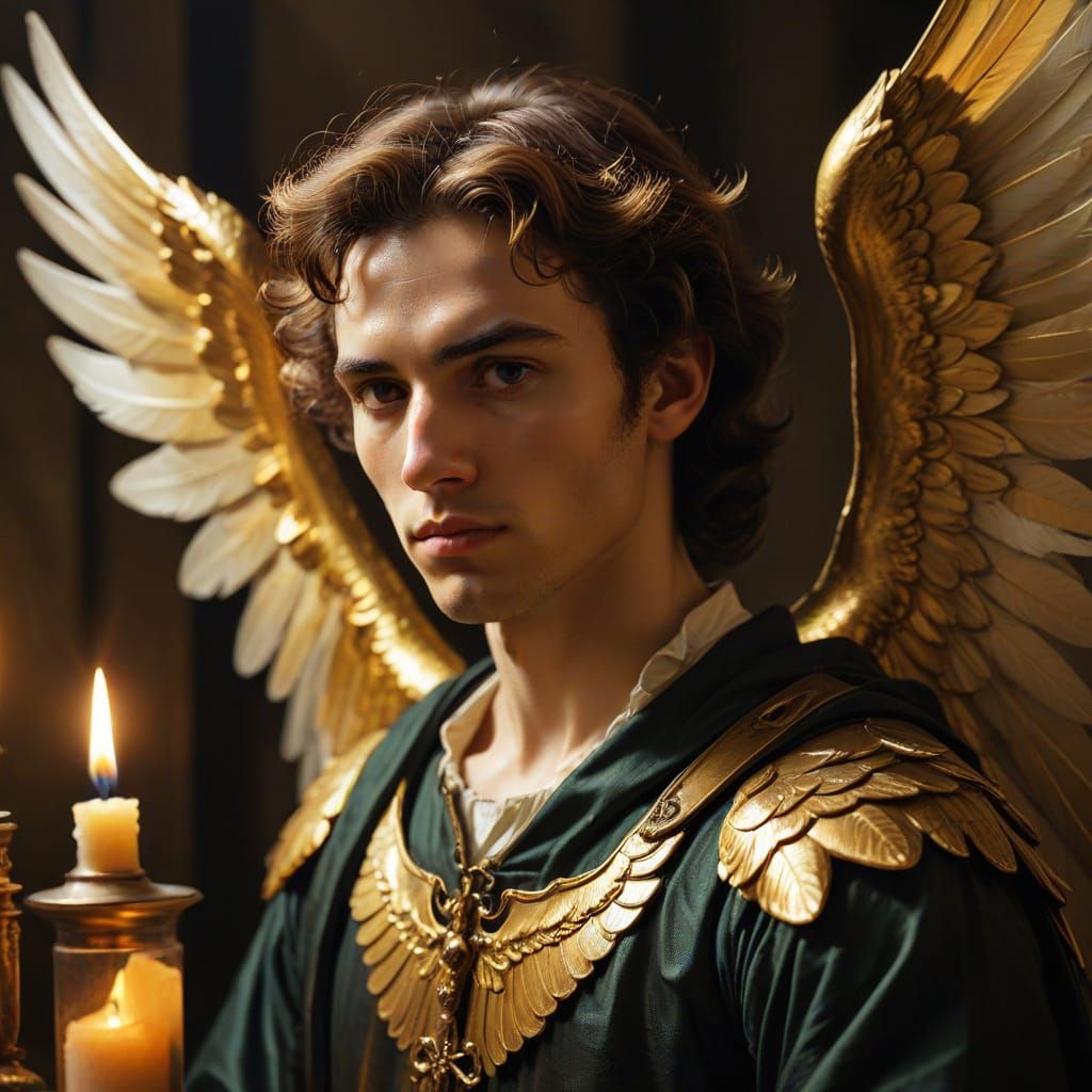 Archangel Raphael in Apothecary, Baroque Oil Painting