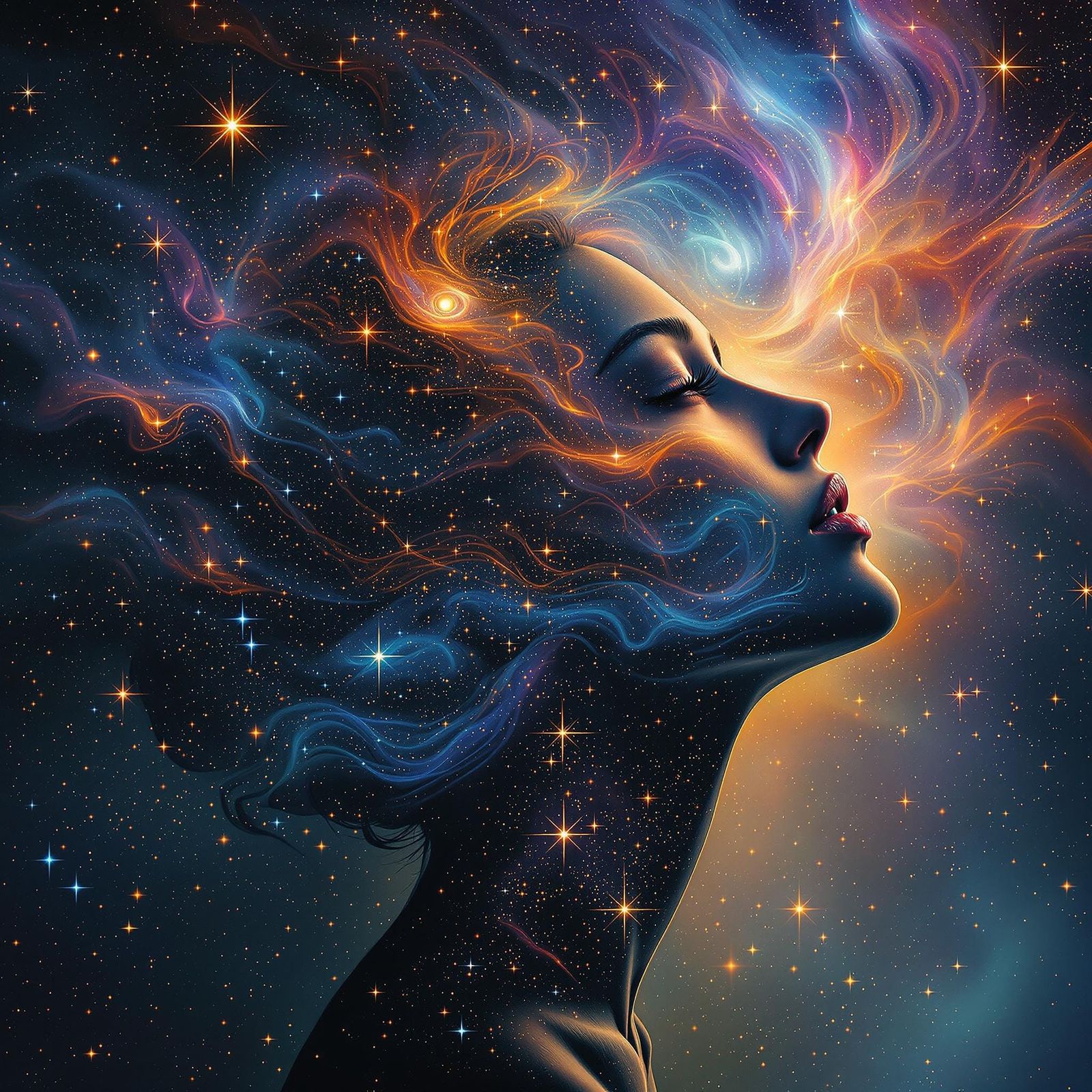 Cosmic Goddess in Nebulaic Harmony