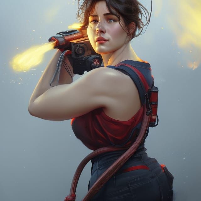 Firefighter Portrait in Hyperdetailed Art Style