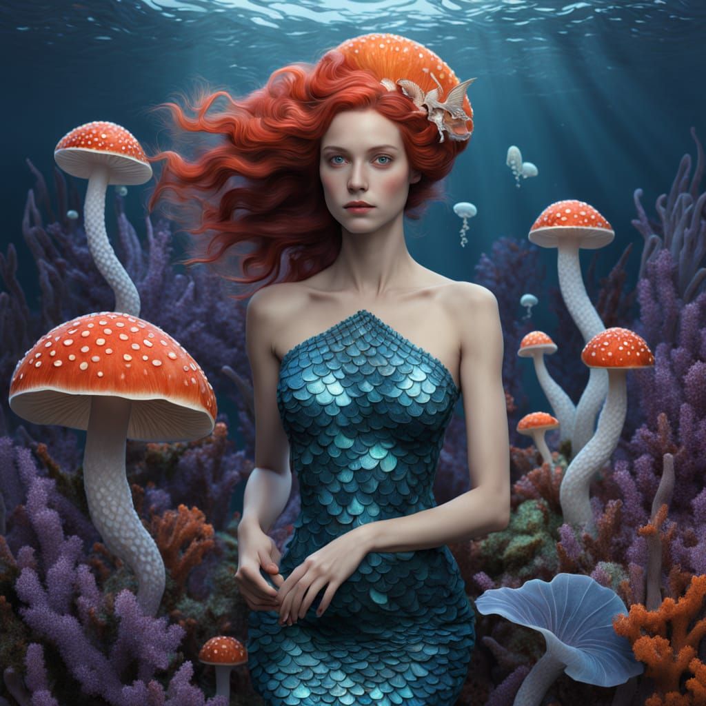 Mermaid in Cosmic Bio-Art Wonderland