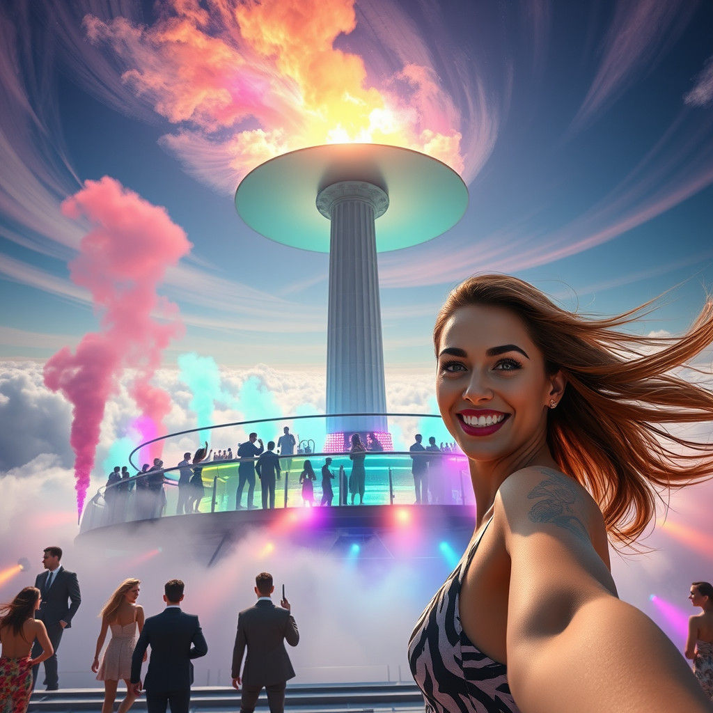 Sky High Techno Party on a Colossal Column