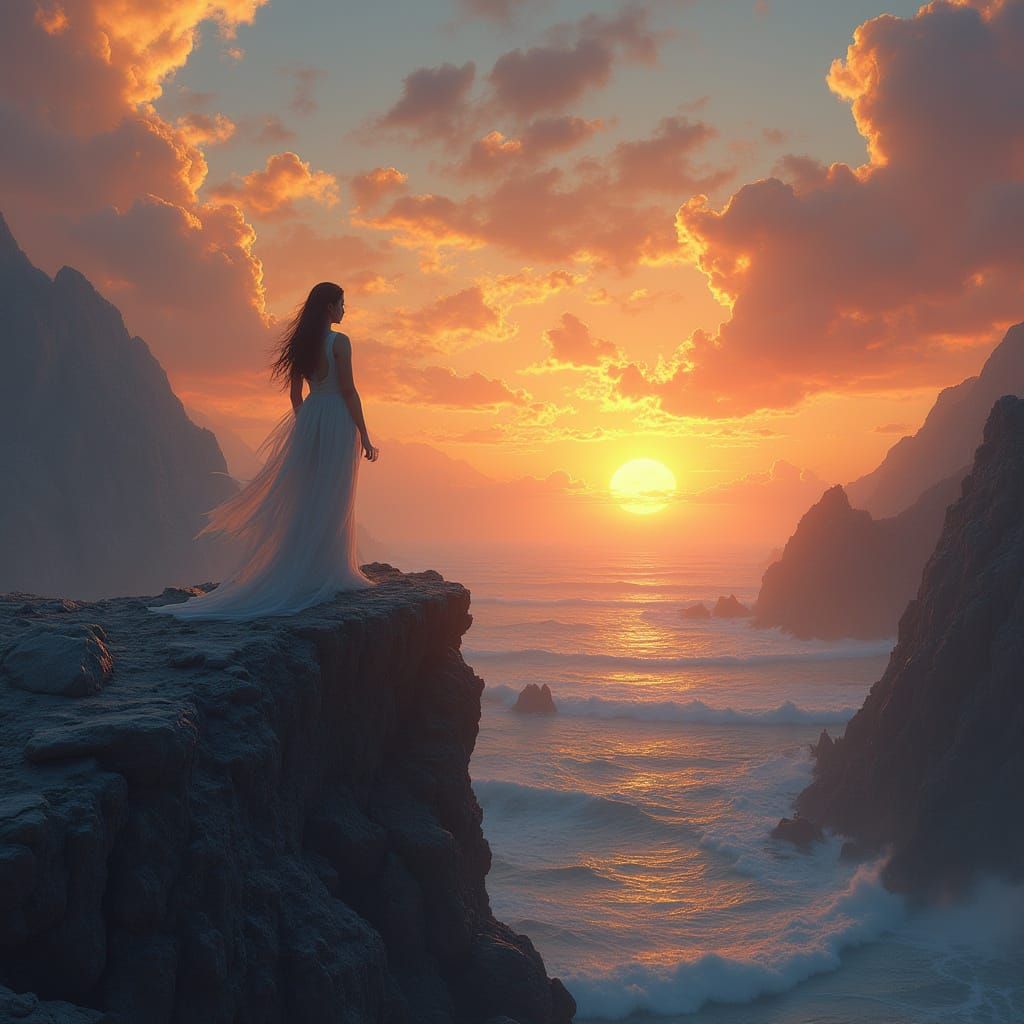 Goddess of Ice and Fire at Sunset