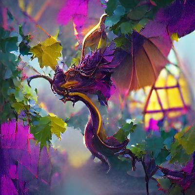 Vineyard Dragon in Dark Fantasy Style