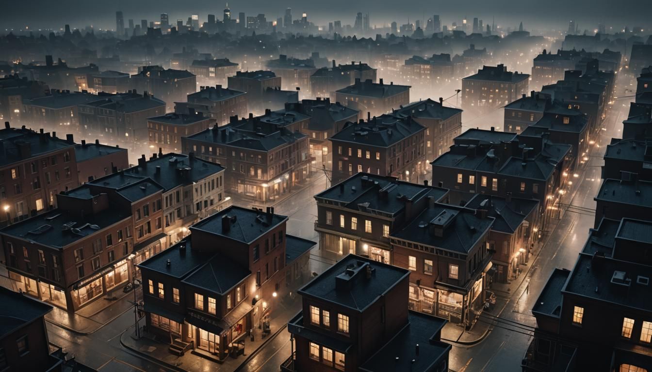 Dreamlike Cityscape: Buildings Woven from String