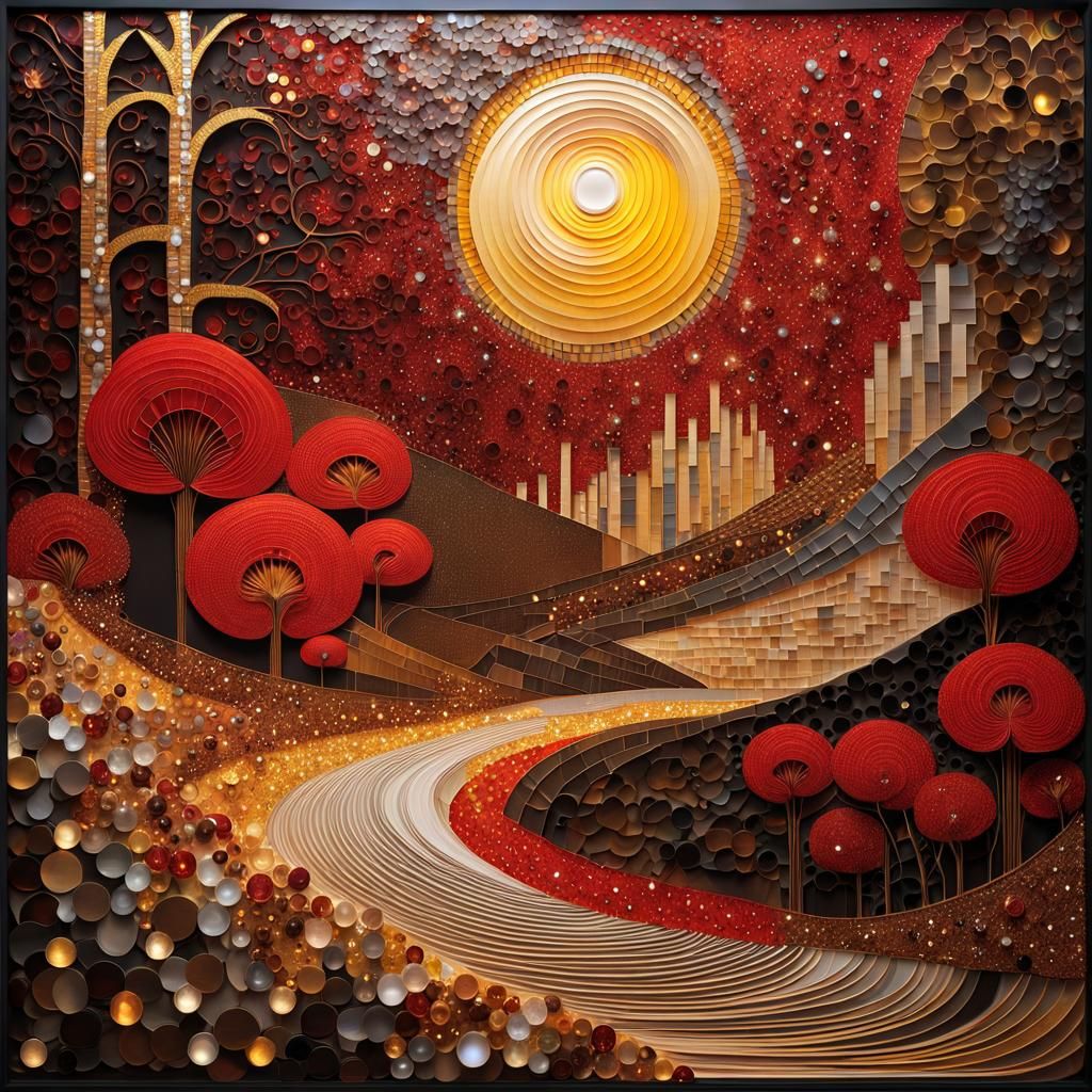 Dancer in Theater with Glass Mosaic in Digital Cubism