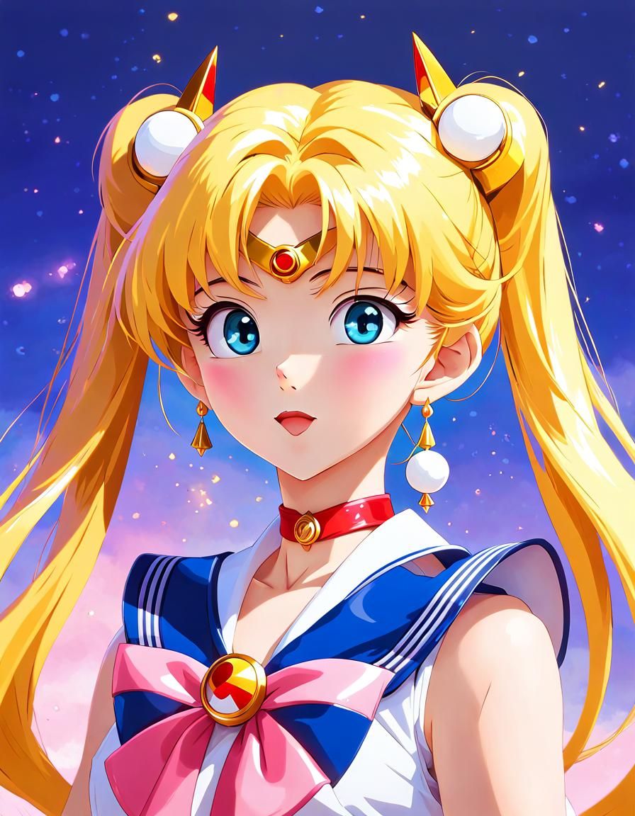 Anime Portrait of Sailor Moon in Ghibli Style