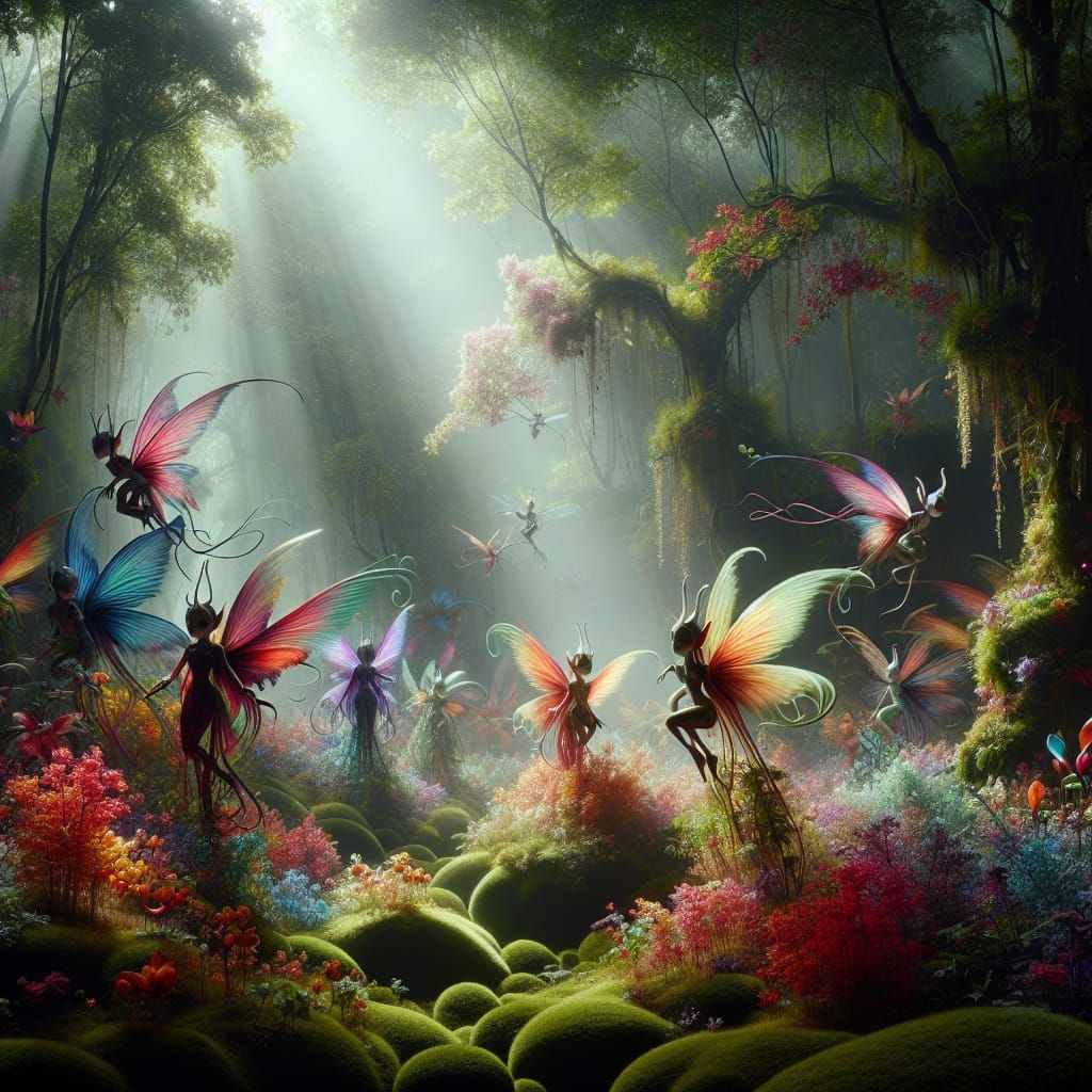 Vibrant Fairy Realm in Dreamlike Landscape
