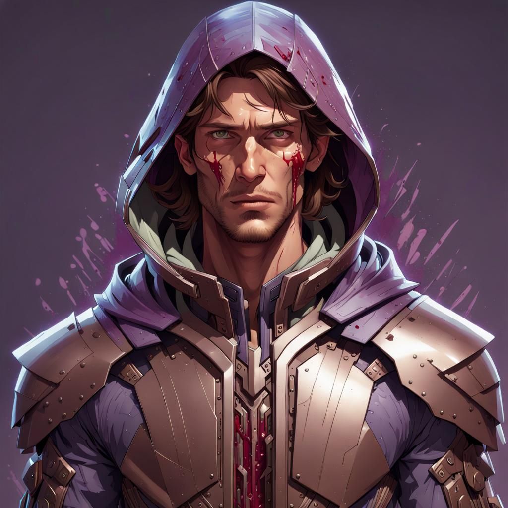 Armored Man Portrait in Hyperdetailed Digital Art Style