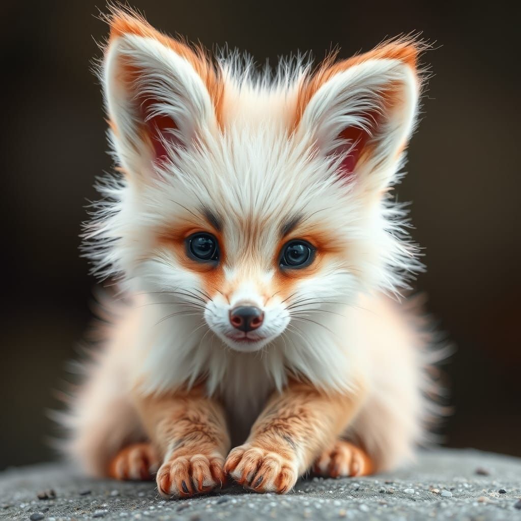 Adorable Fox Baby in Surreal Pink Fantasy