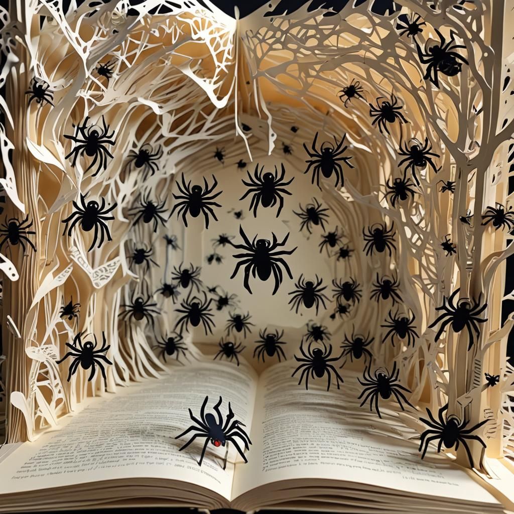 Pop-Up Book with Spiders in 3D