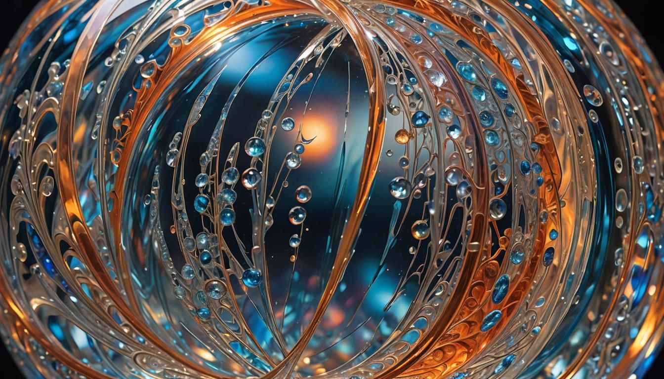 Rainbow Crystal Orb with Abstract Engravings