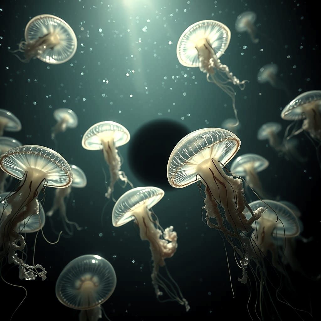 Epic Alien Jellyfish Entering Black Hole