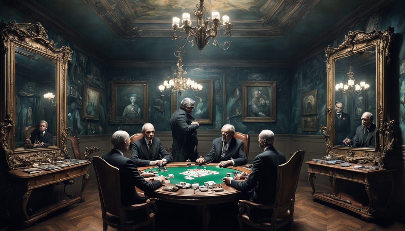 Ethereal Poker Players in Surrealist Masterpiece