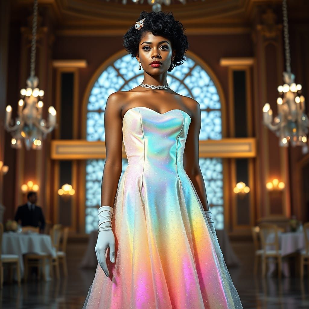 Ethereal Ballroom Beauty in Iridescent Gown