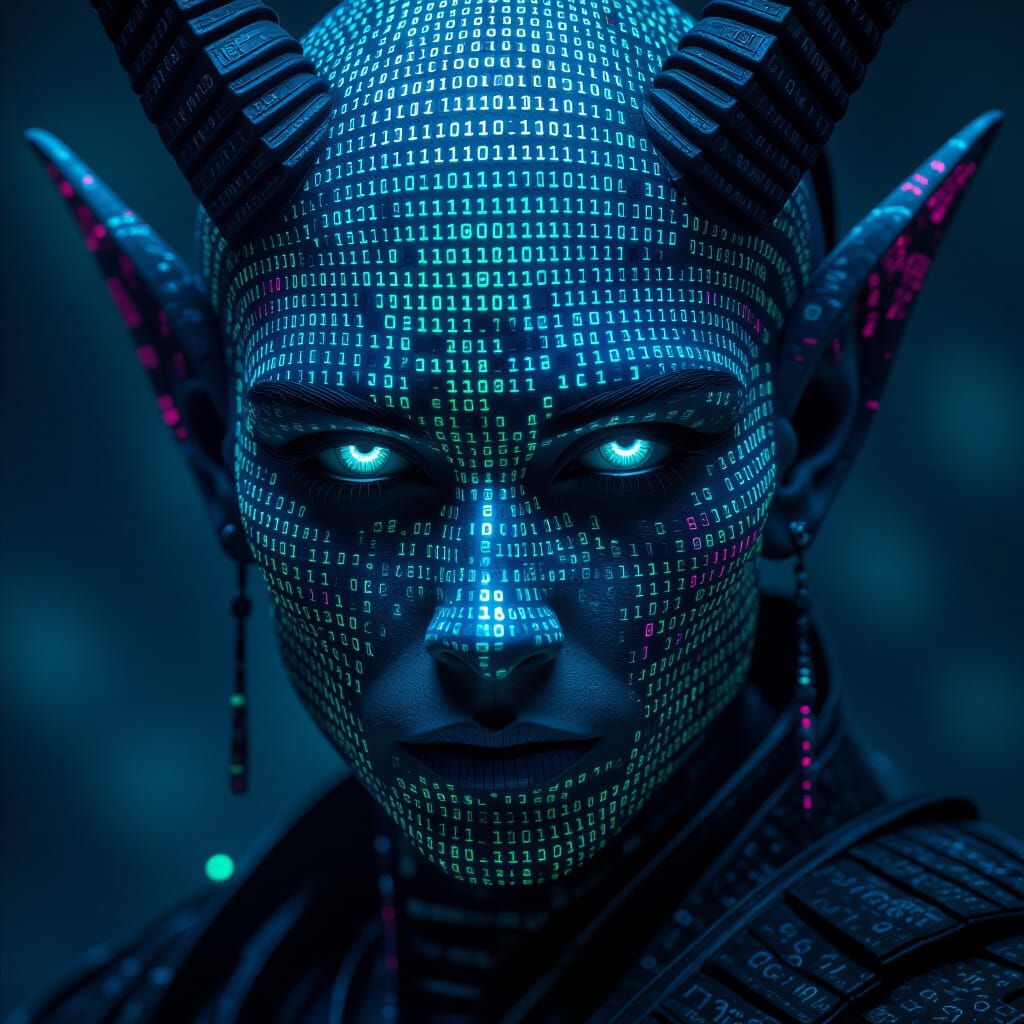 Mythical Creature Portrait with Digital Skin