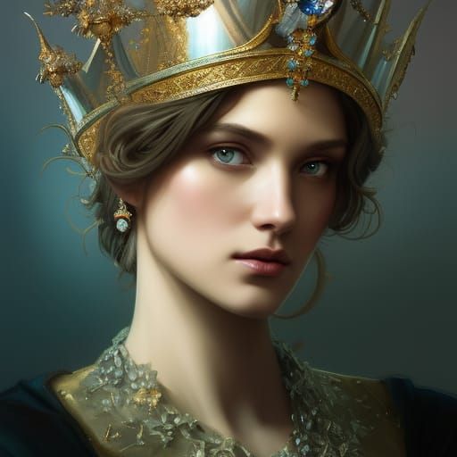 Young Queen Portrait in Medieval Style