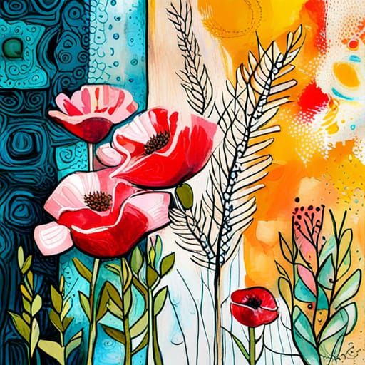 Mixed Media Flowers: Digital Painting and Screen Print