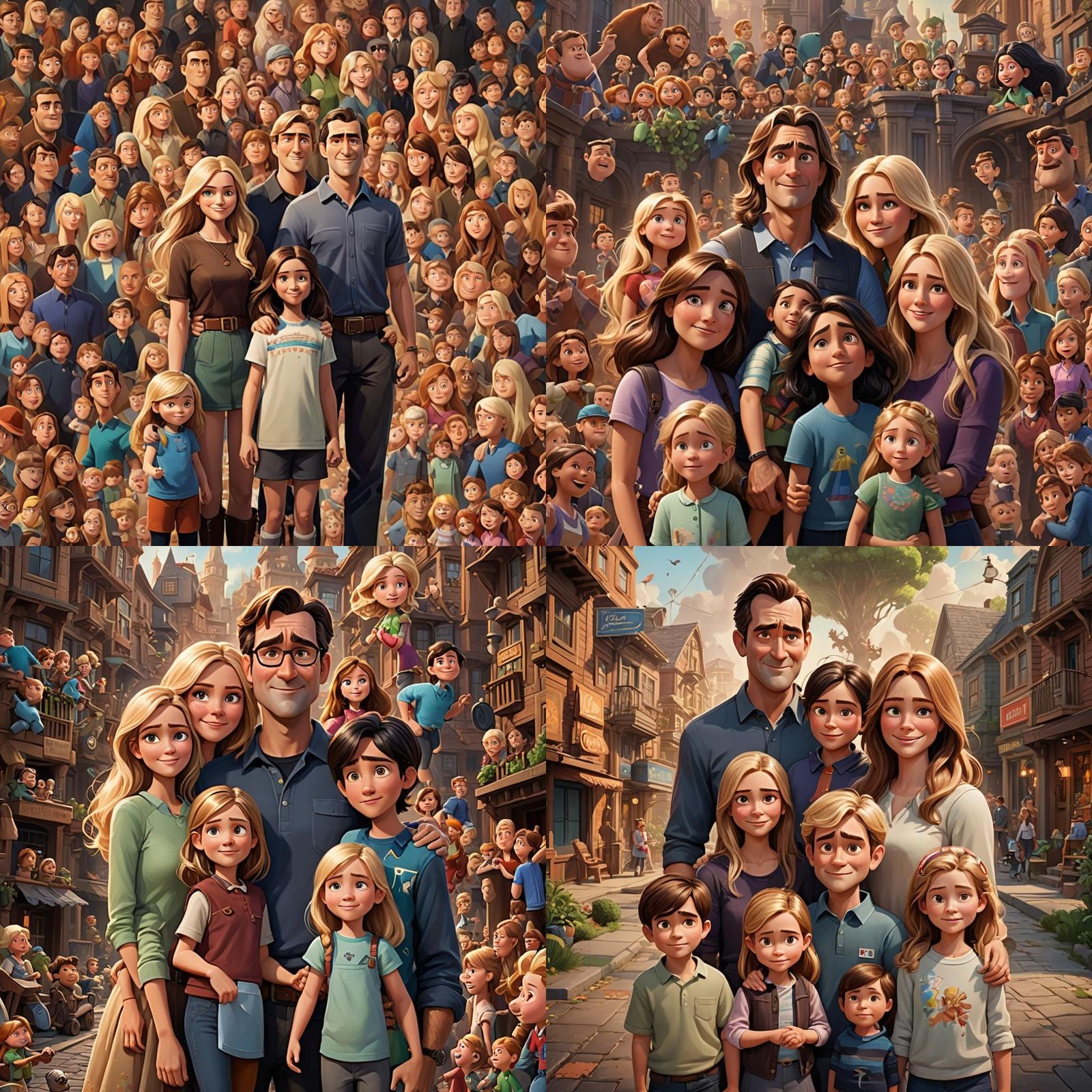 Pixar Style Family Portrait with Children