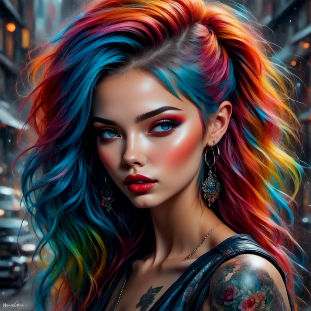 Rainbow Girl Portrait in Vivid Ultra HD