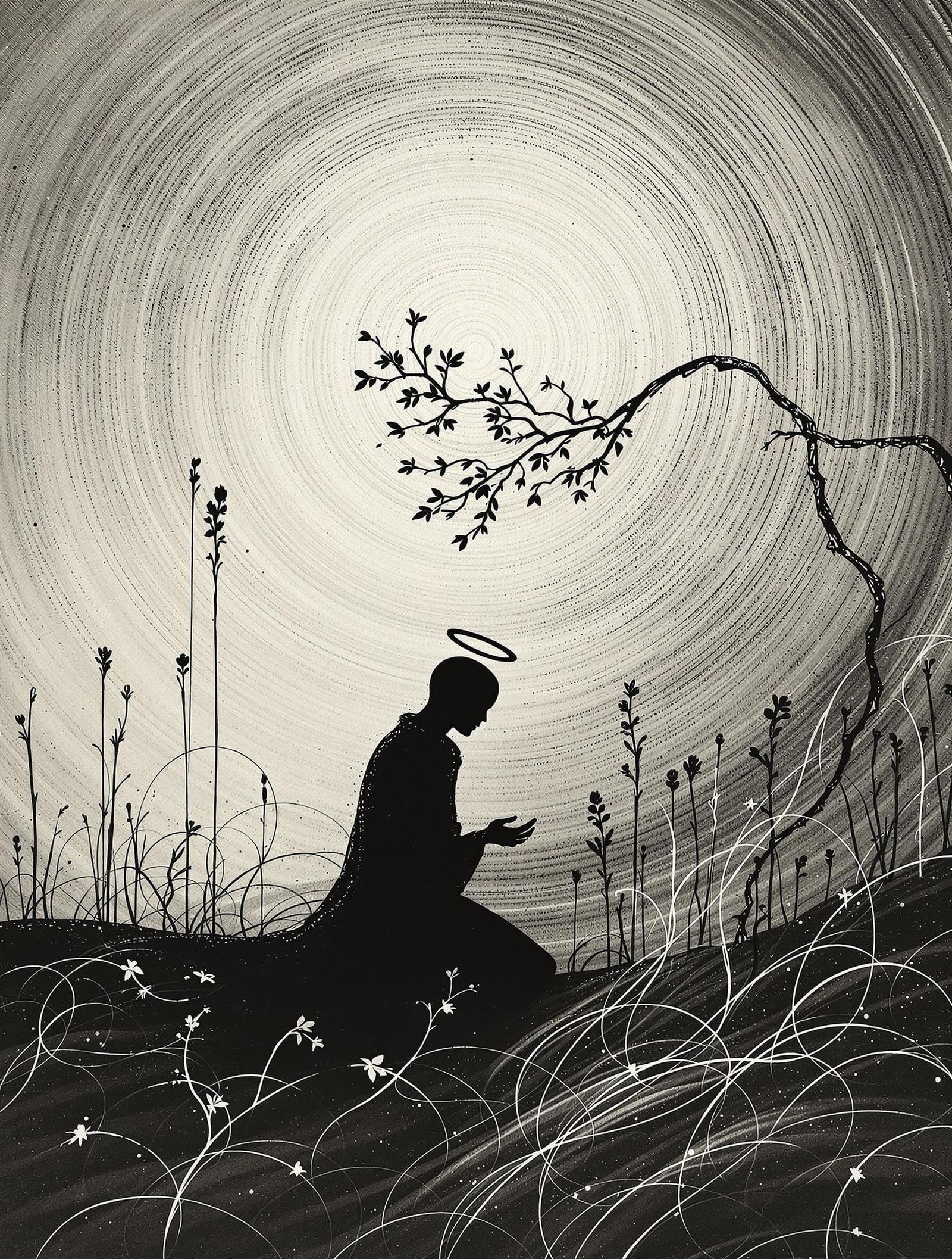 Surreal Halo Glows in Minimalistic Nighttime Scene