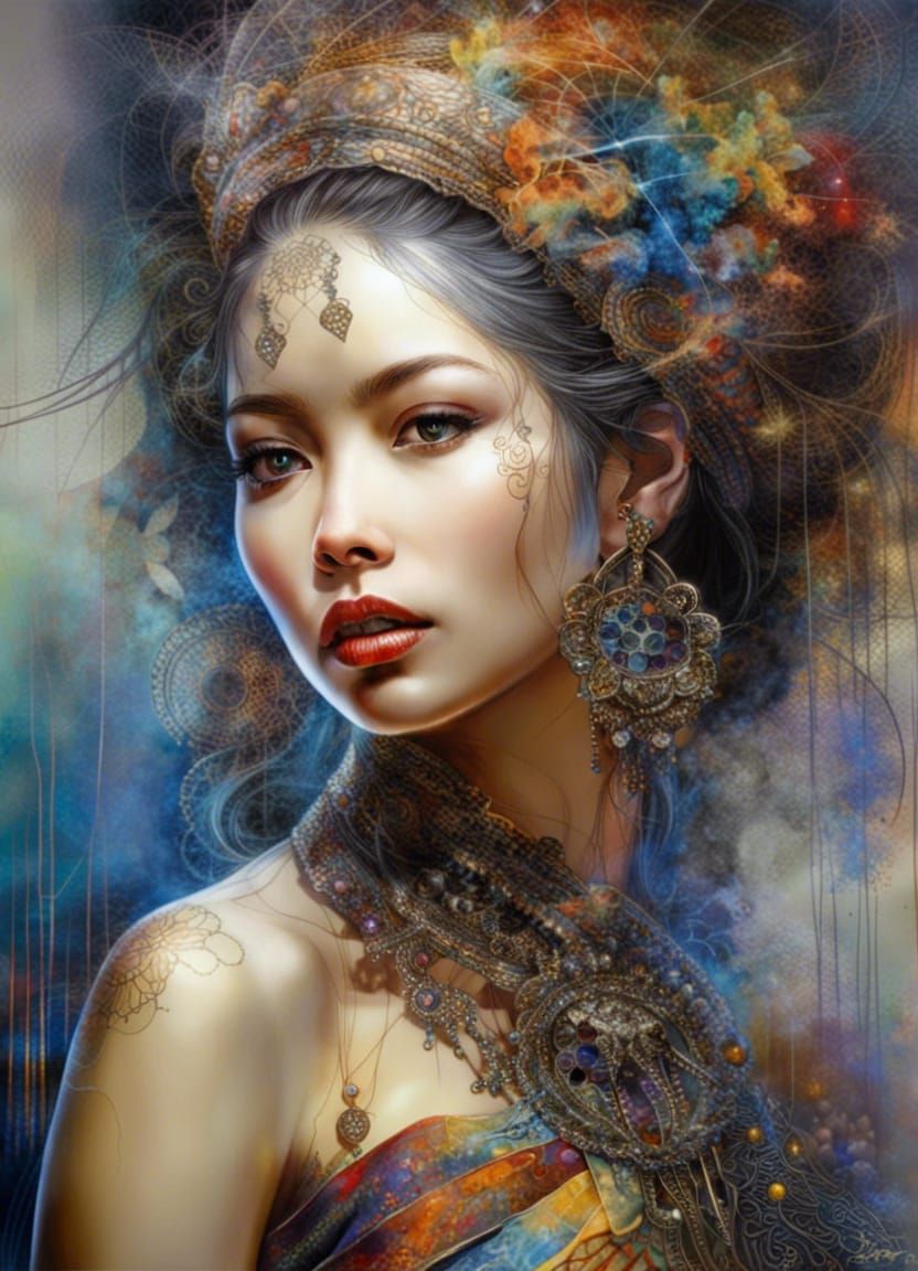 Zambian Woman Portrait with Iridescent Sheer Robe