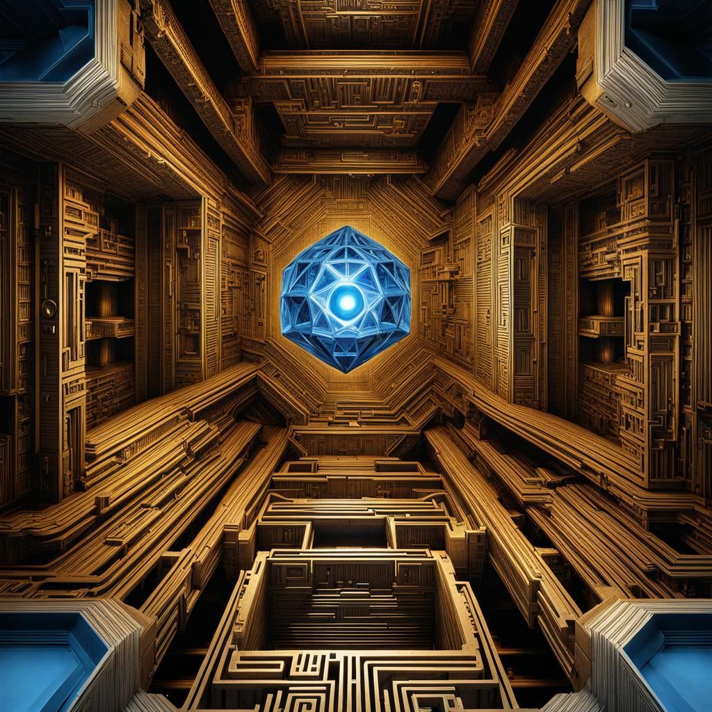 Maze Metropolis Inside Dodecahedron: Biomechanical Art