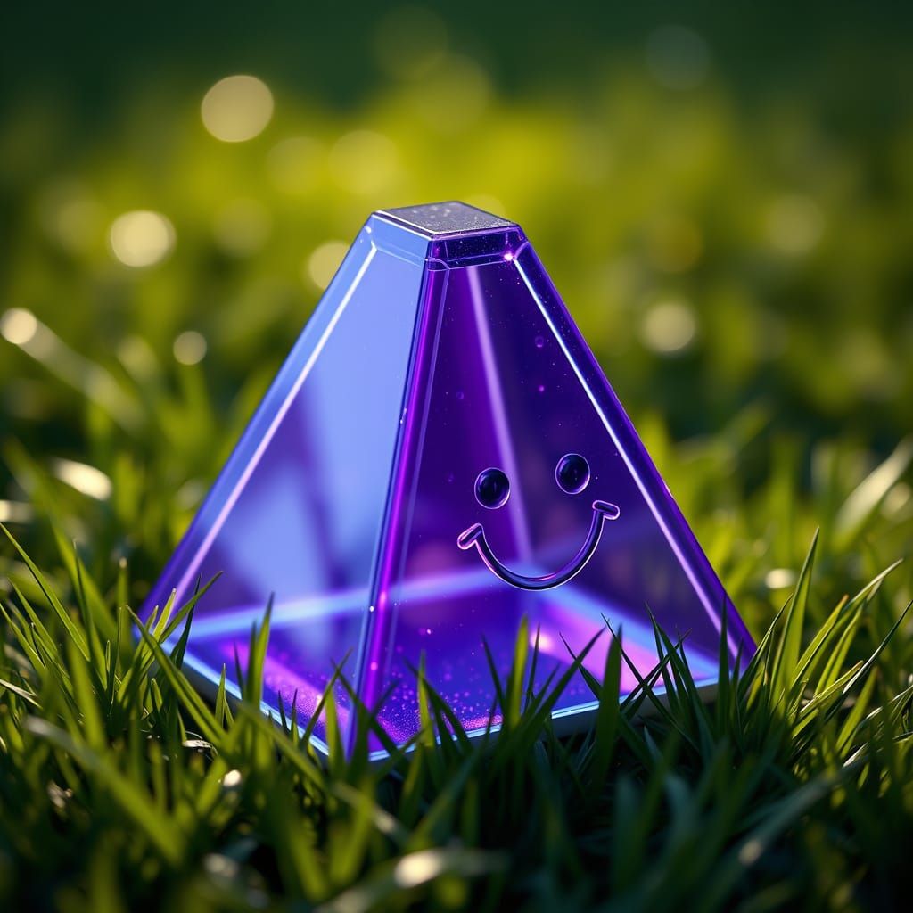 Violet Pyramid in the Grass: A Photorealistic CGI Masterpiec...