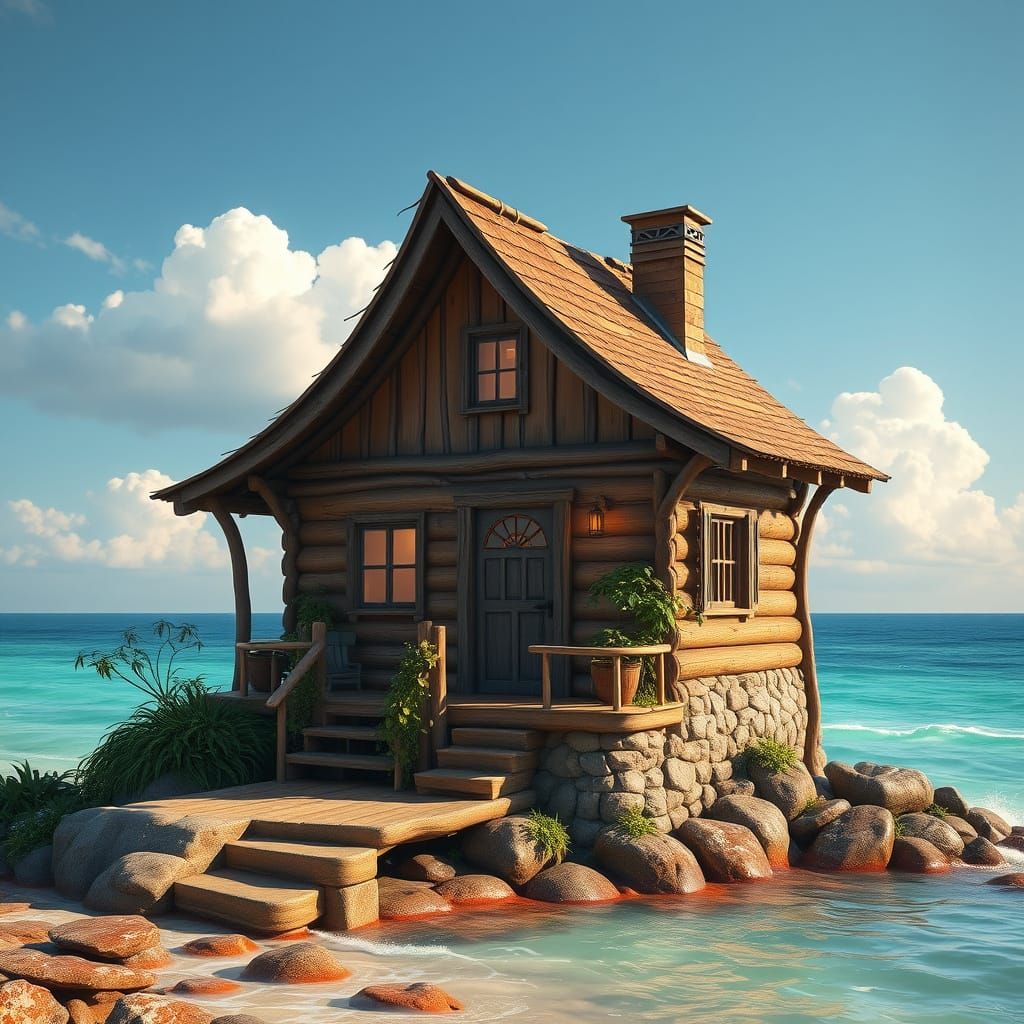 Tiny Beach Cottage Overlooking Turquoise Ocean