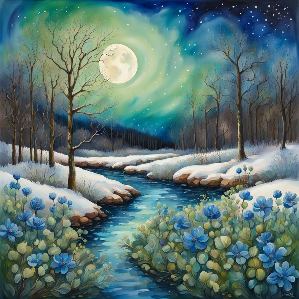 Winter Bloom: Impressionist Oil Painting of Flowers