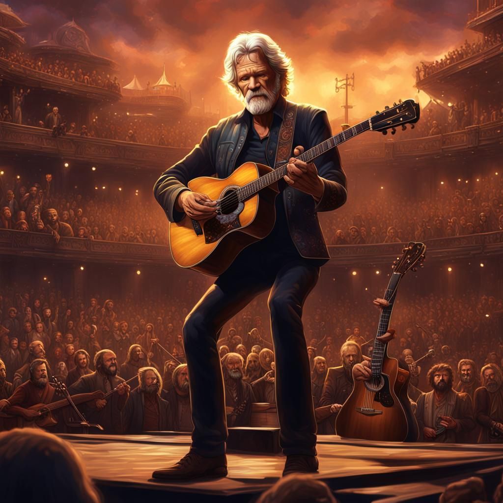 Musician Playing Guitar: Detailed Matte Painting