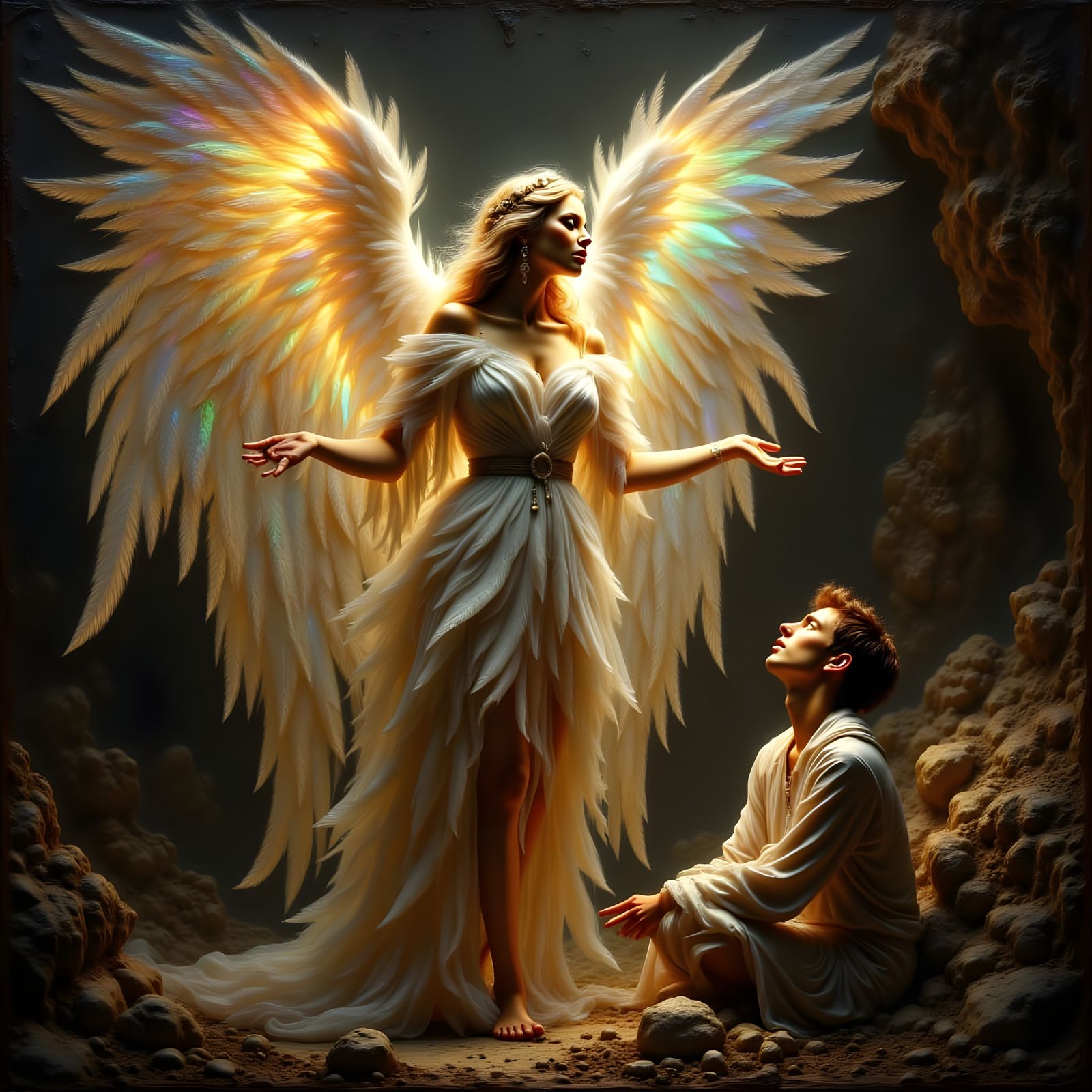 Stunning Angel Appears in Divine Paradise