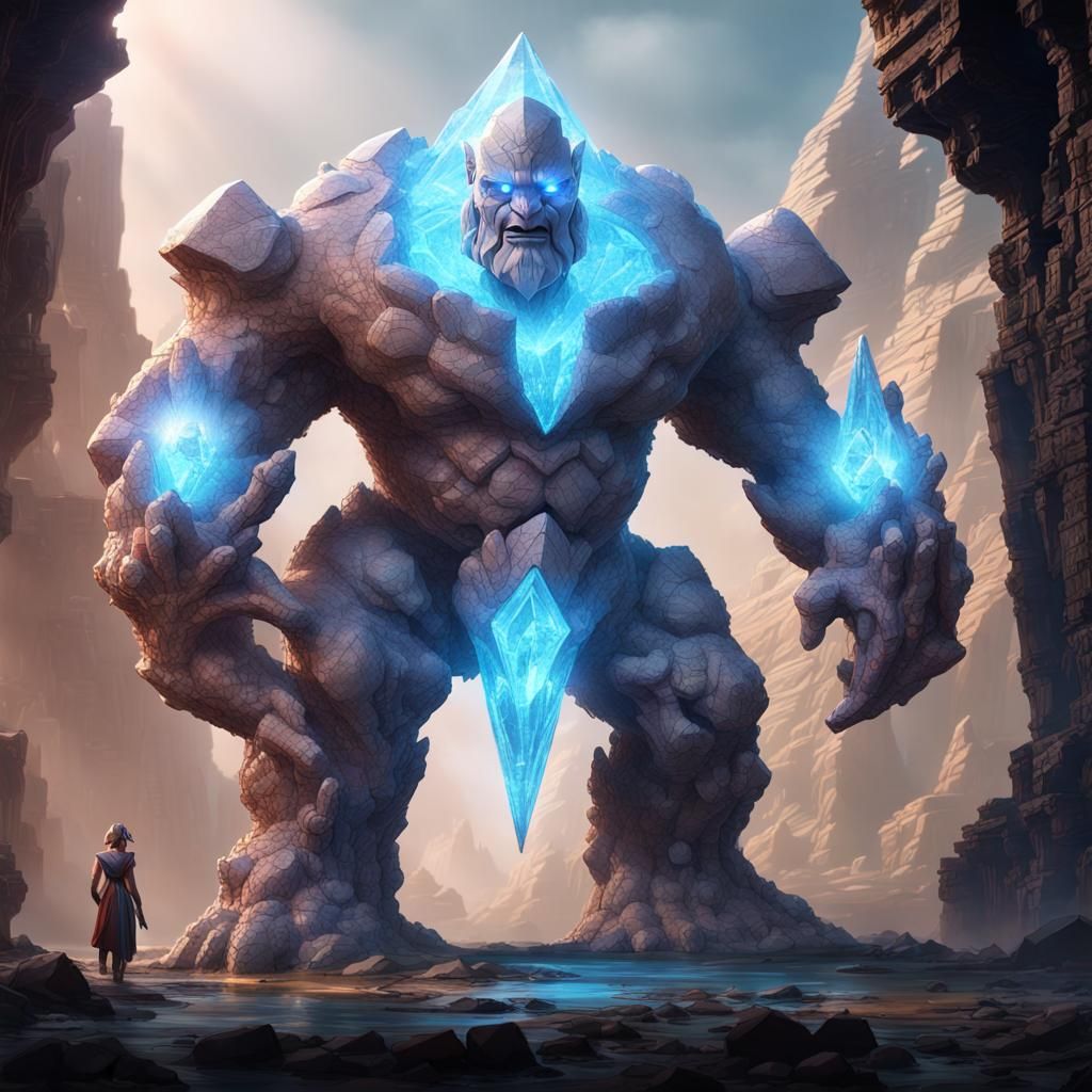 Crystal Guardian Golem Matte Painting