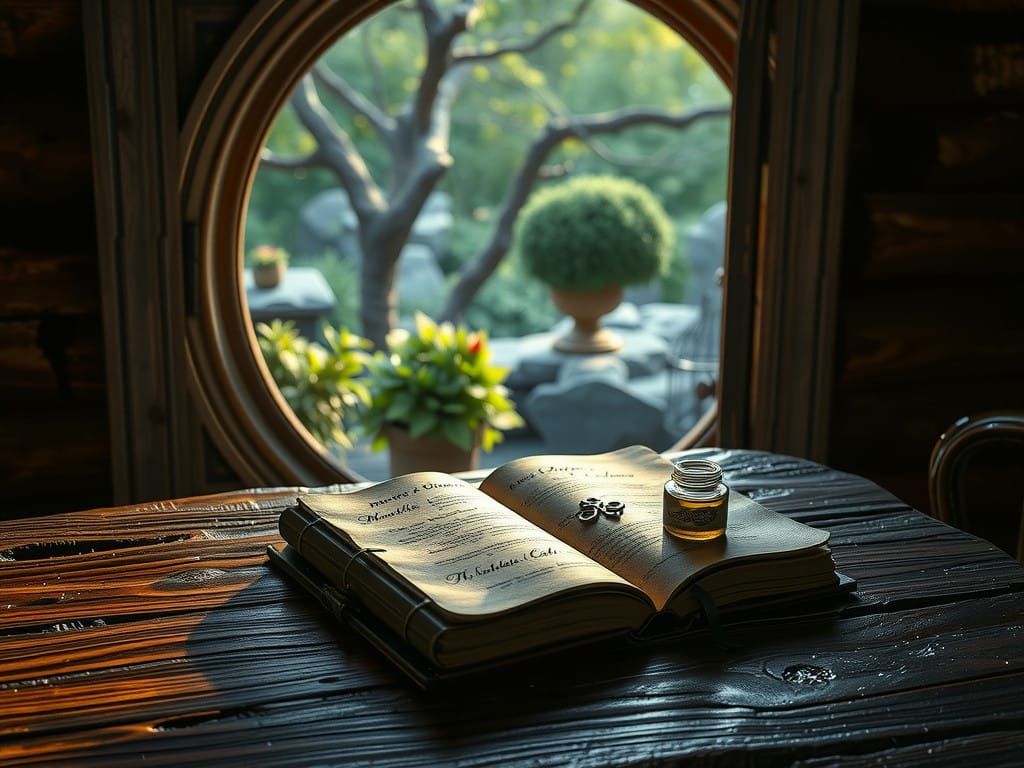 Vibrant Leather Journal Illuminated by Rustic Cabin Light
