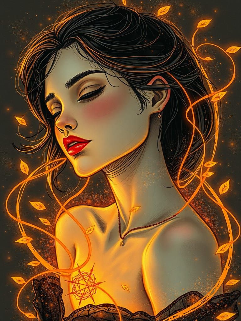 Surreal Portrait of a Woman in Golden Light