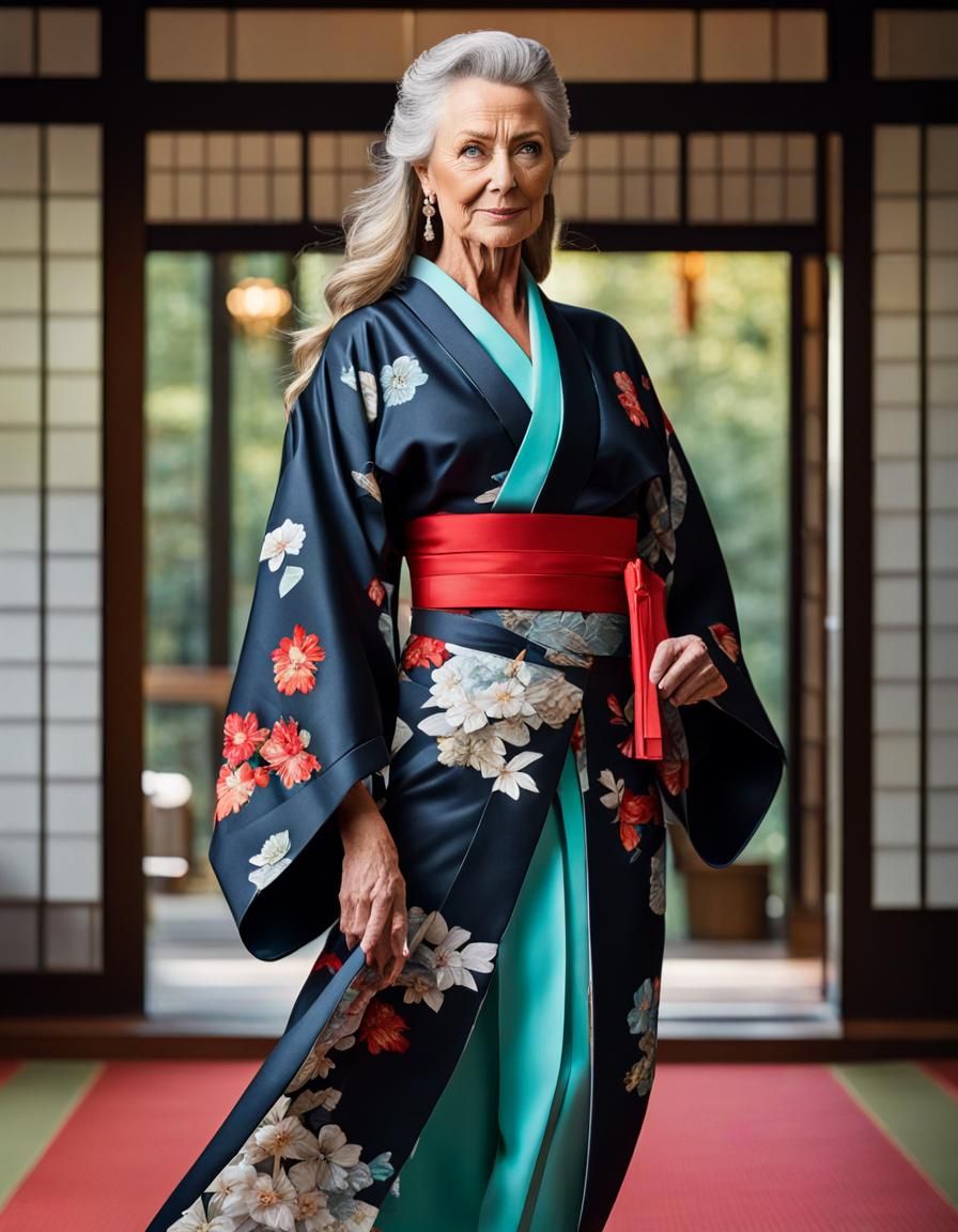 beautfiul middle aged (caucasian:3) woman with (long graying...