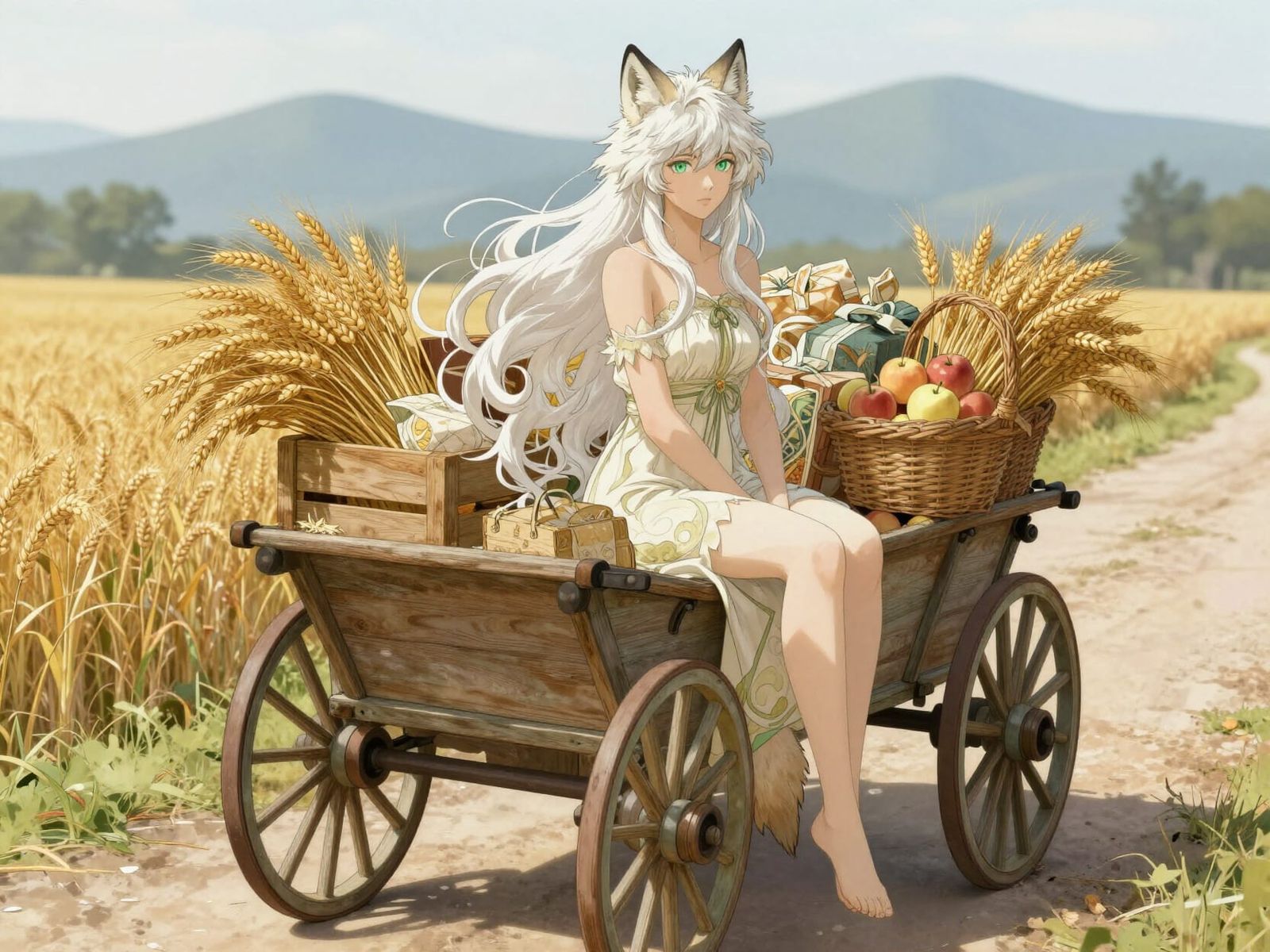 Wolf Goddess of Harvest in Manga Style