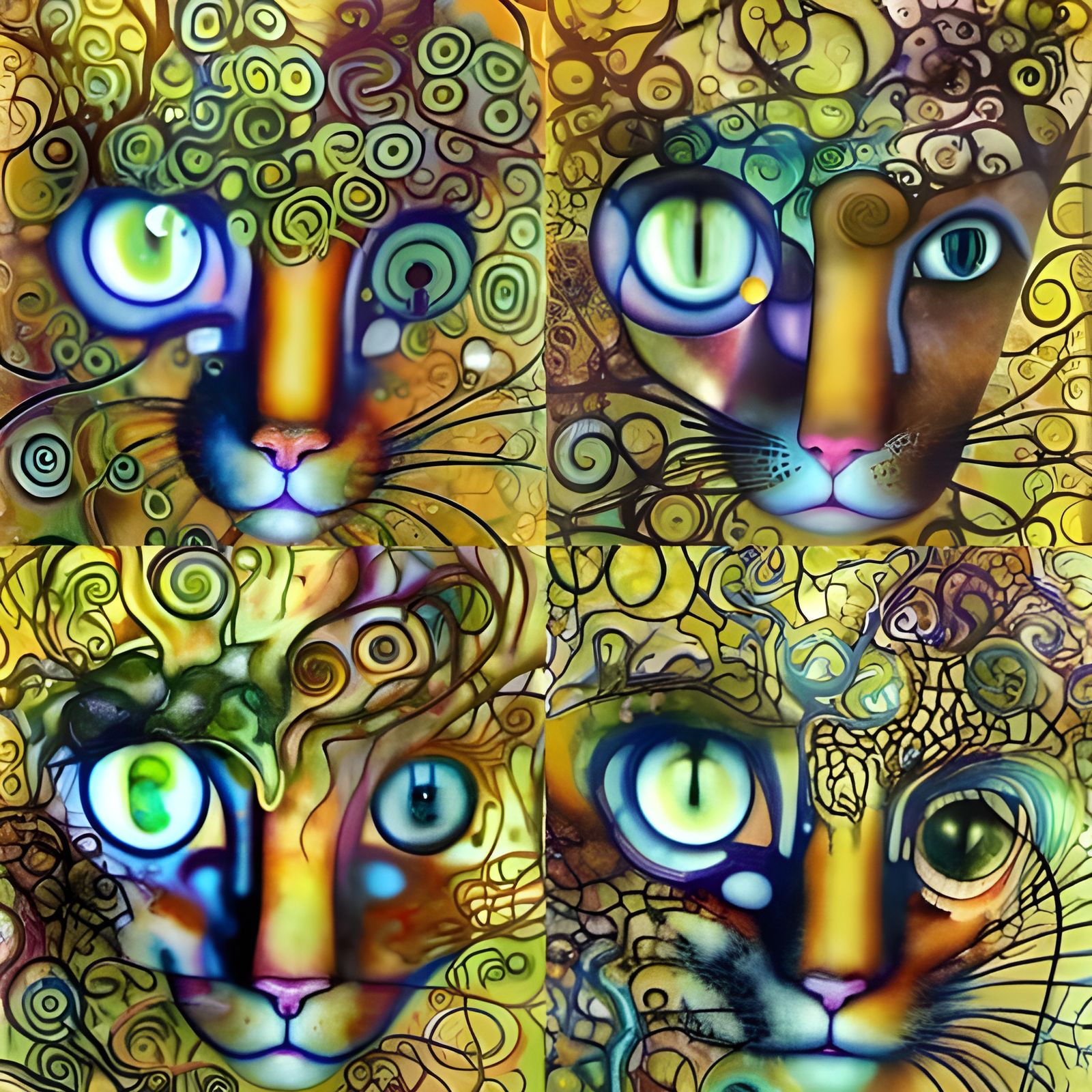 Ethereal Kitten Masterpiece in Art Nouveau Style