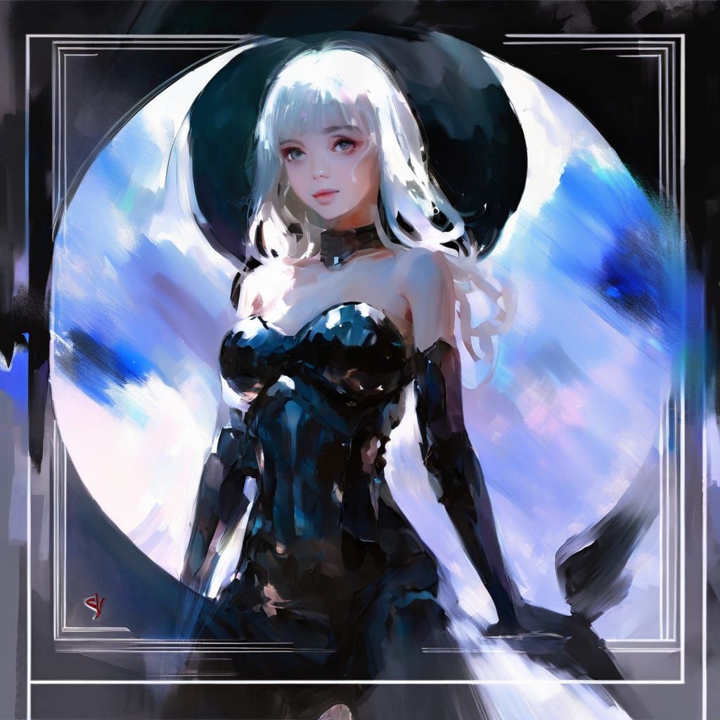 Impressionist Anime Portrait with Jelly Eyes