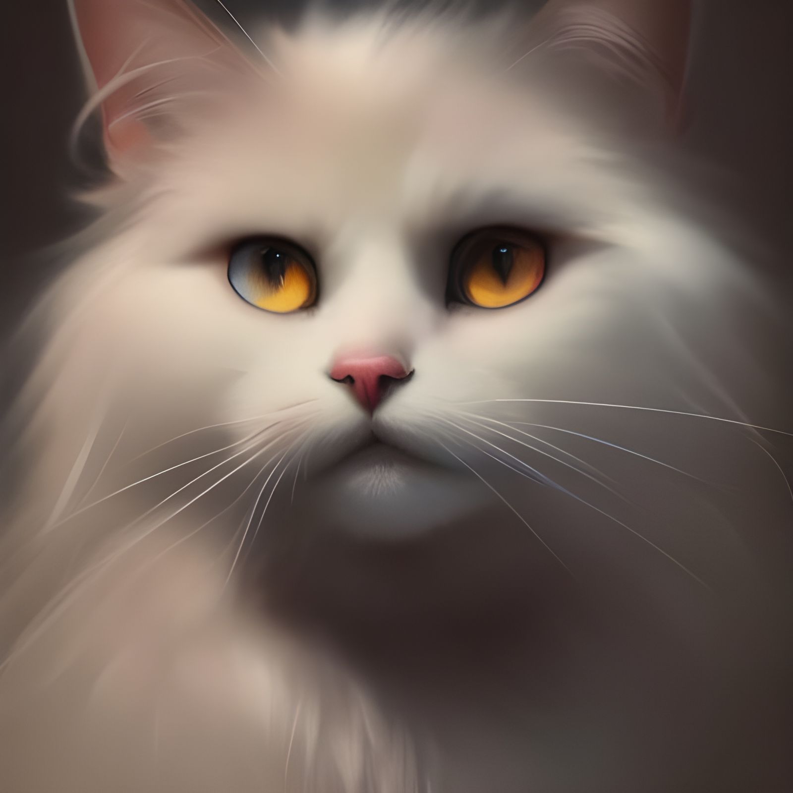 Majestic Floofy Cat Portrait in Oil Painting Style