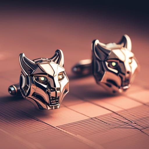 Futuristic Lynx Cufflinks with Intricate Mech Details