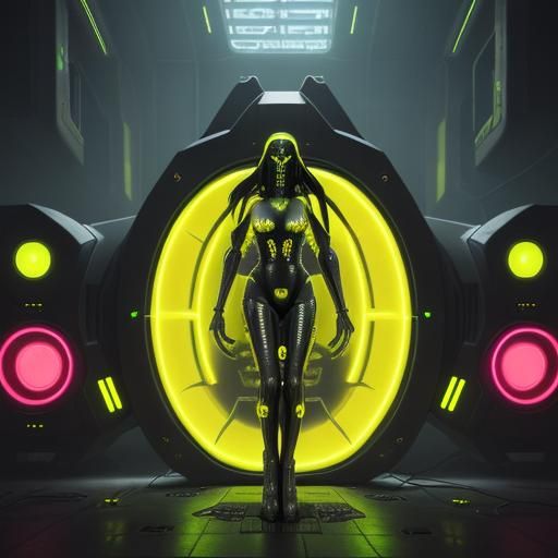 Cyberpunk Alien in Neon Technopunk Horror Style