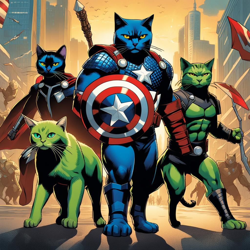 Avengers Cats Assemble: Anime Style Movie Poster