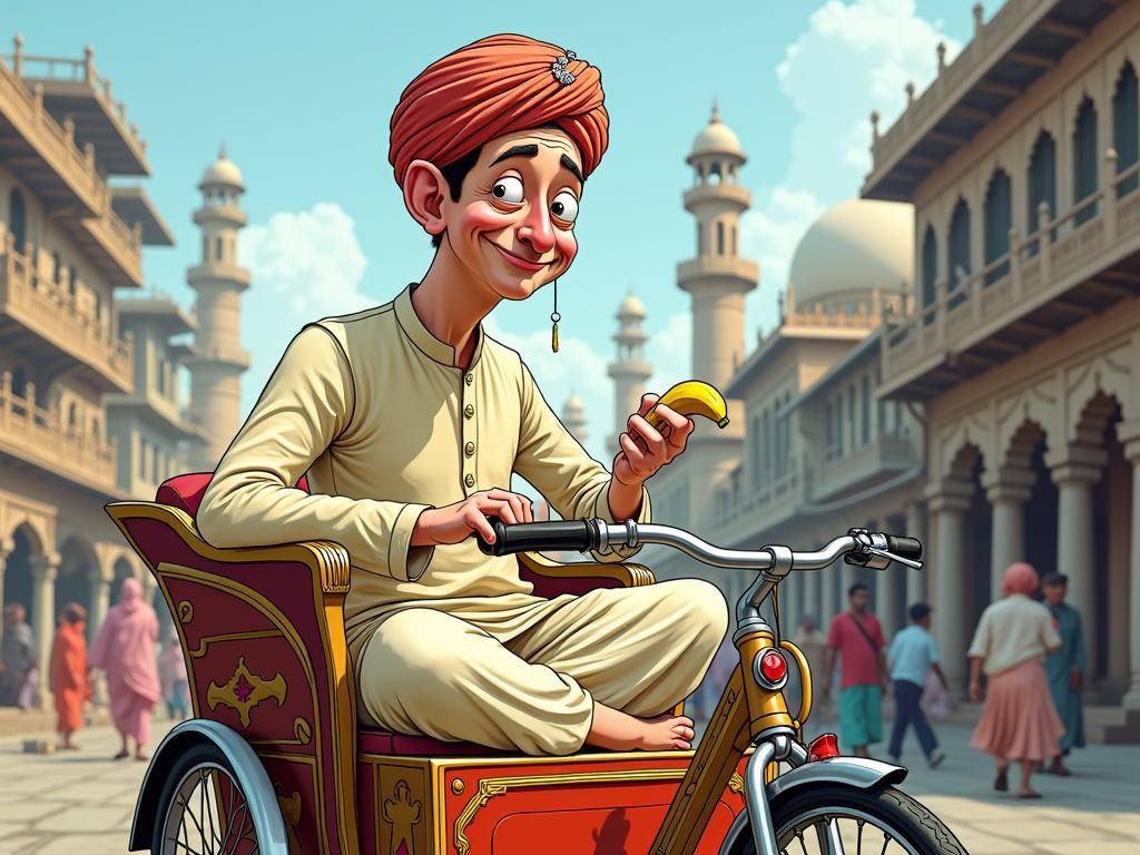 Mr. Bean Rides Rickshaw in Bangladesh, Cartoon Style