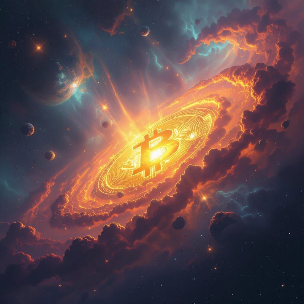 Bitcoin Nebula in Epic Fantasy Style