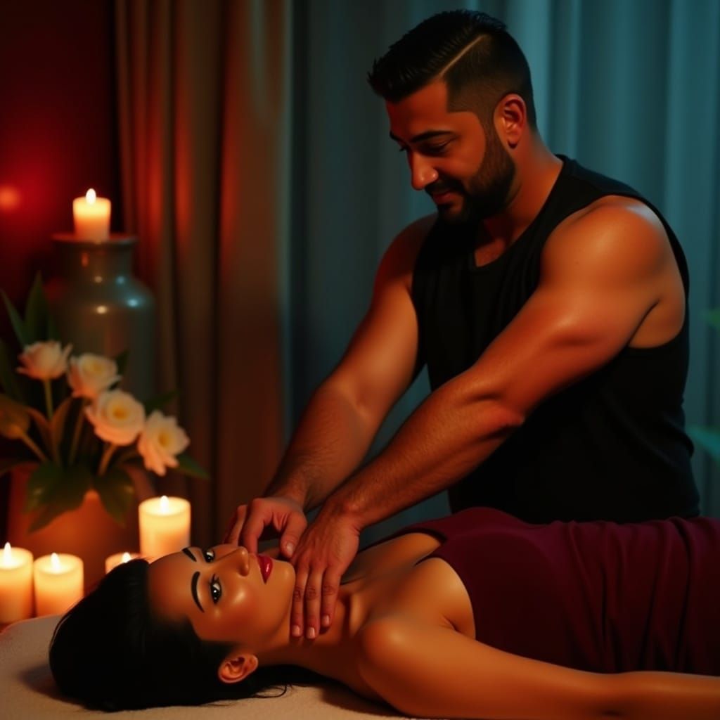 Relaxing Massage in Candlelit Room