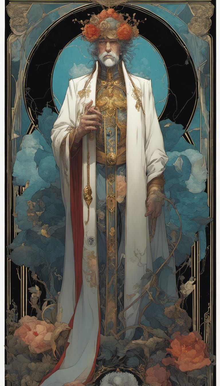 The Emperor Tarot Card in Art Nouveau Style