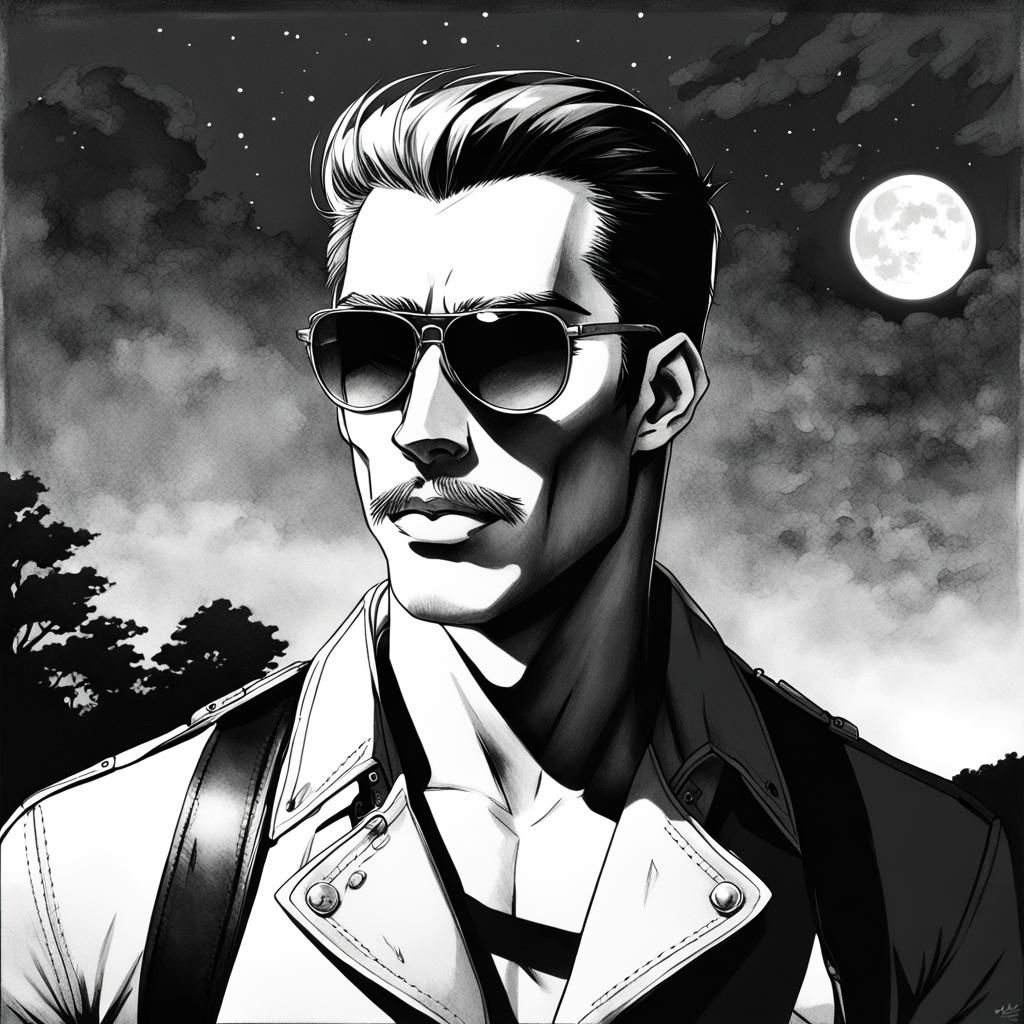 Tom of Finland Style Man in Moonlight