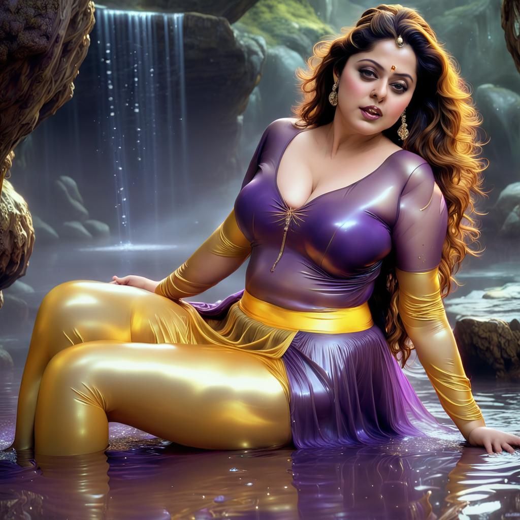 Indian Actress in Transparent Skirt, Detailed Digital Art