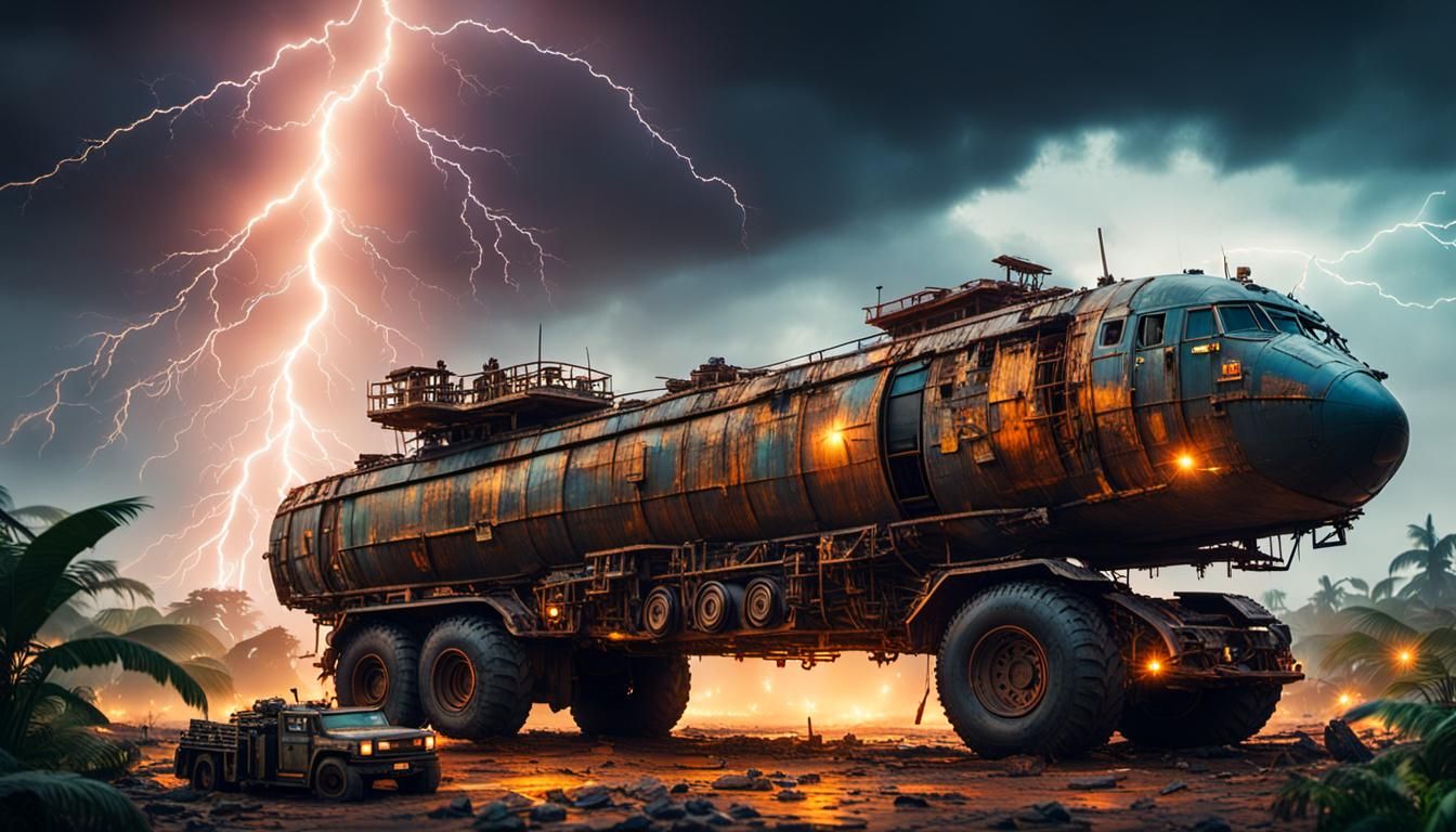 Futuristic Jungle Landing Pad at Dusk: Professional Photogra...